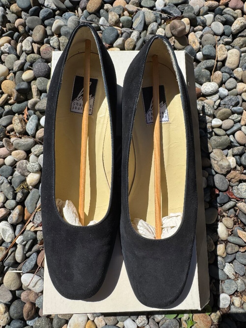 Vintage Charles Jourdan Suede Shoes Black Loafers Slip On Women's Size US 7.5 B